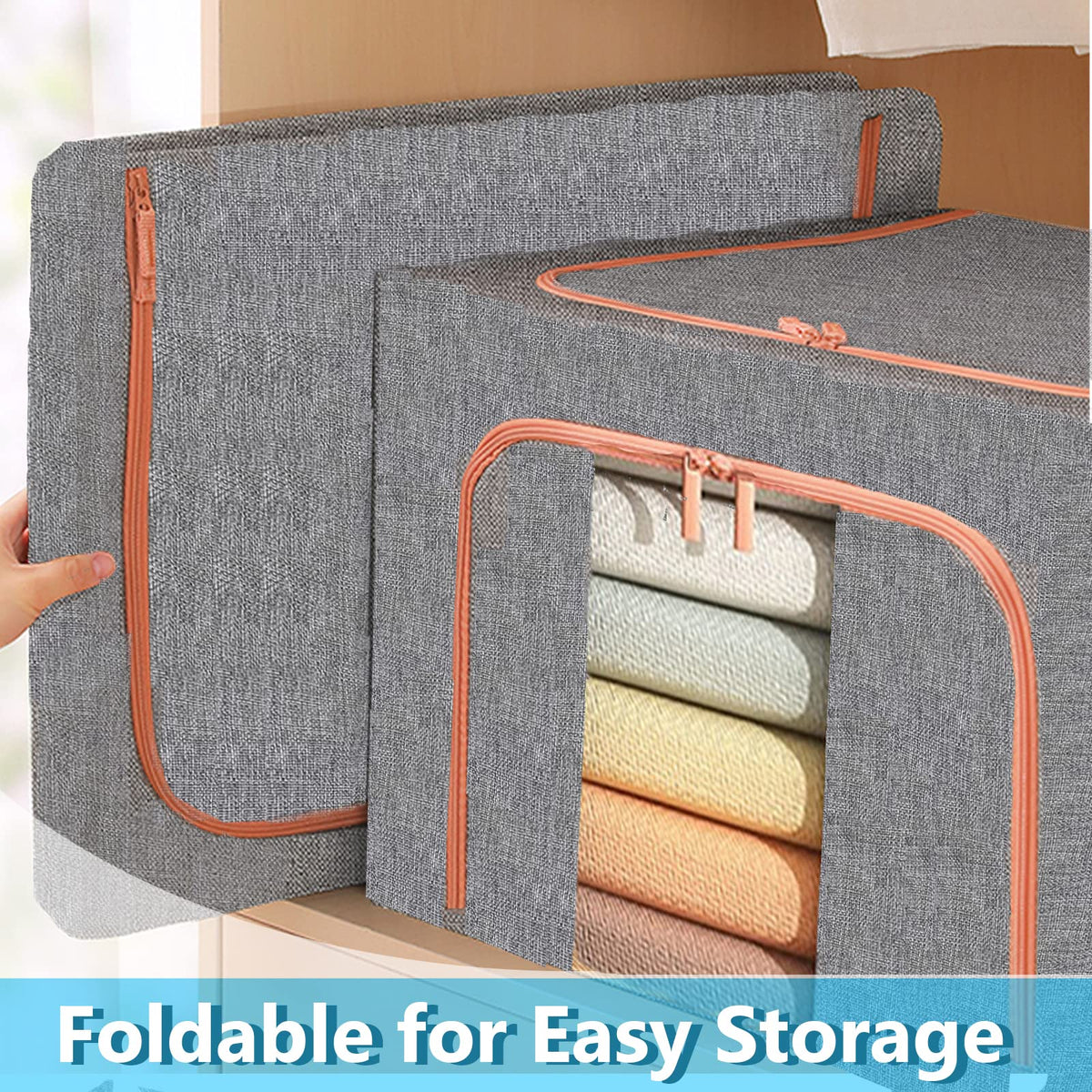 100L Cloth Storage Box Closet Organizer Storage Bags Clothes Storage Bags Wardrobe Organizer Idea Gr