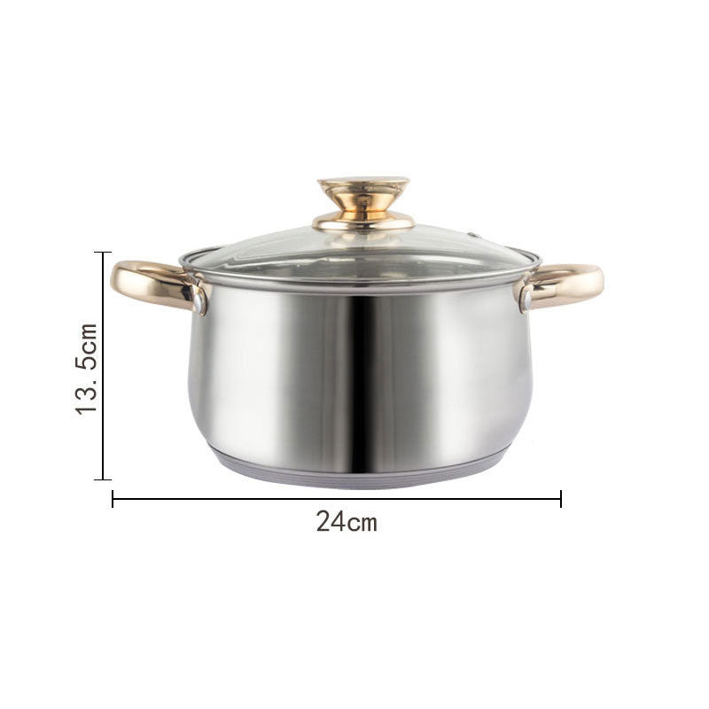 12Piece Cookware Set Kitchen Stainless Steel Stock Pot Pan Sets Saucepan Casserole kettle