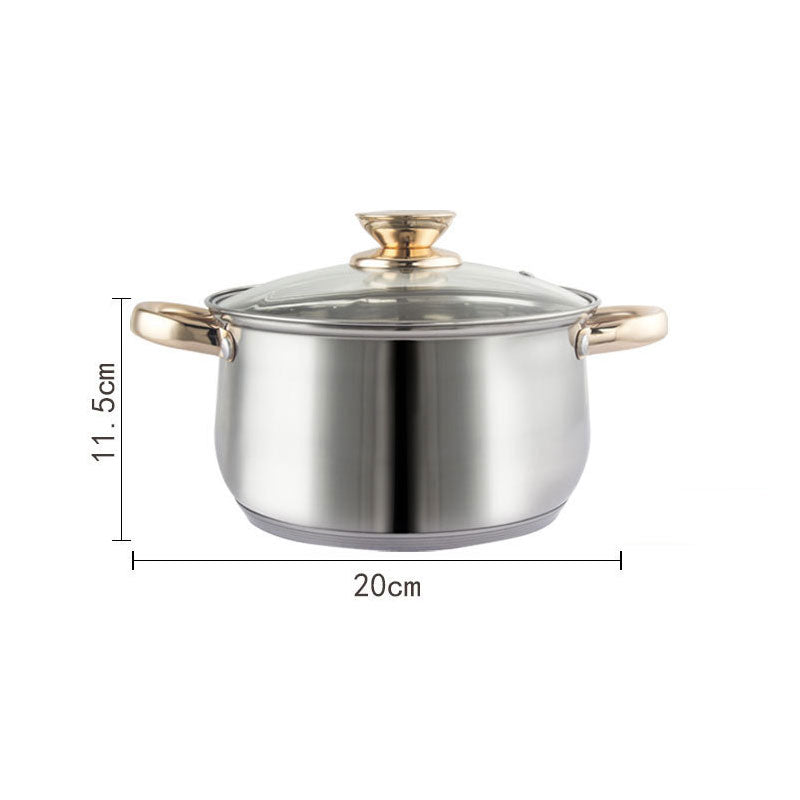 12Piece Cookware Set Kitchen Stainless Steel Stock Pot Pan Sets Saucepan Casserole kettle