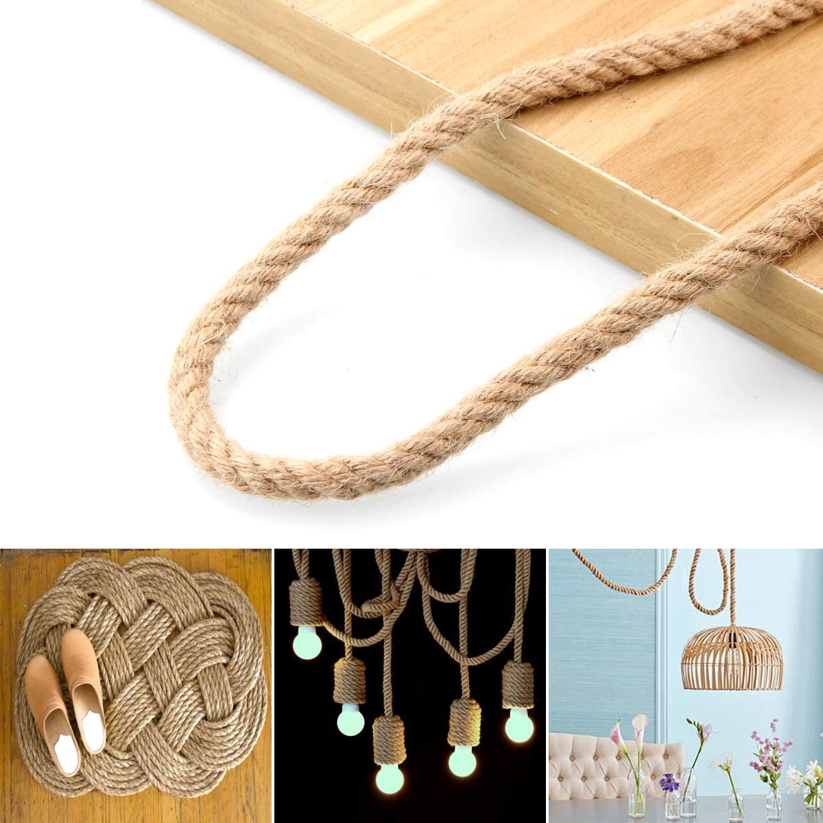 2m Sisal 20mm Rope Natural Twine Cord Thick Jute Hemp Manila Crafting Home Decor