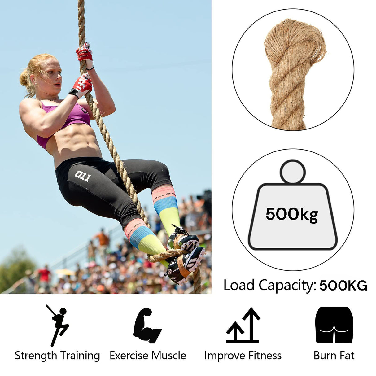 2m Sisal 50mm Rope Natural Twine Cord Thick Jute Hemp Manila Crafting Home Decor