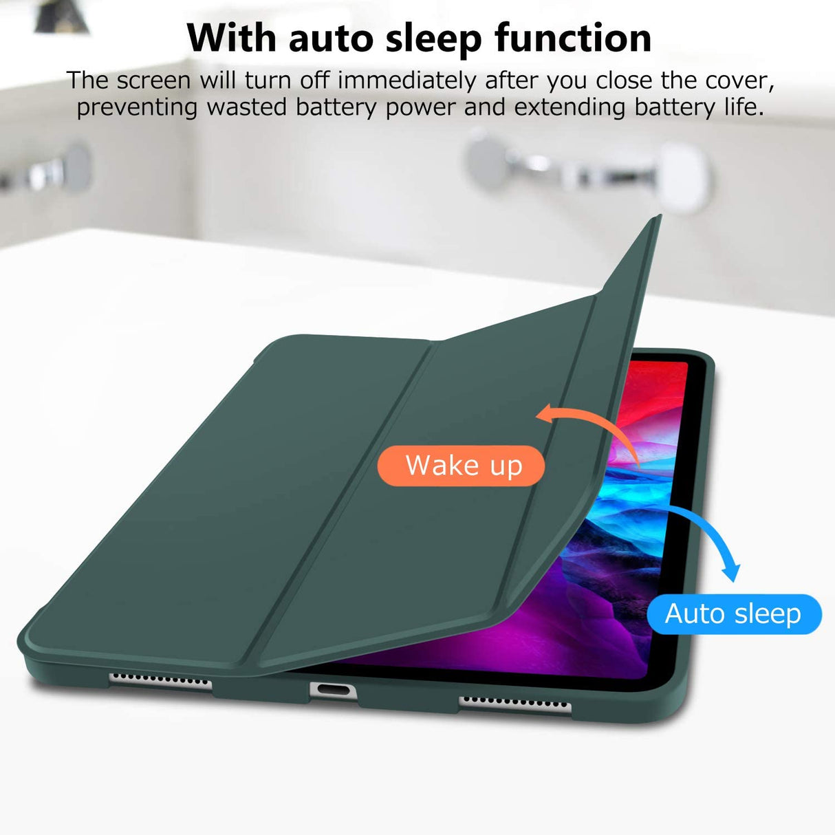 Premium Dark Green TPU Case for iPad Pro 11 (2020) - Auto Sleep/Wake, Stand, and Pencil Holder