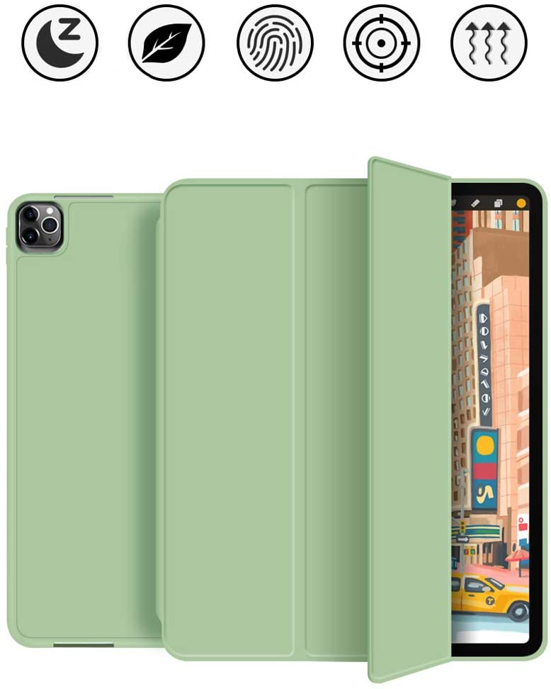 Premium Green TPU Case for iPad Pro 11 (2020) - Auto Sleep/Wake, Stand Cover & Pencil Holder