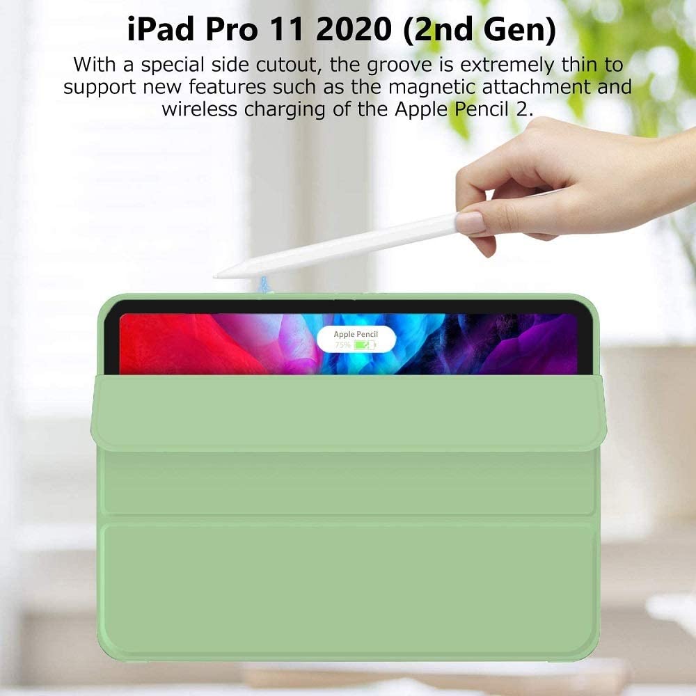 Premium Green TPU Case for iPad Pro 11 (2020) - Auto Sleep/Wake, Stand Cover & Pencil Holder