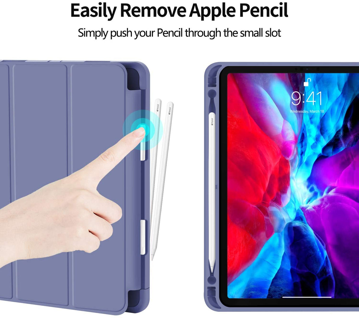Premium Purple TPU Case for iPad Pro 11 2020 - Auto Sleep/Wake, Stand, and Pencil Holder