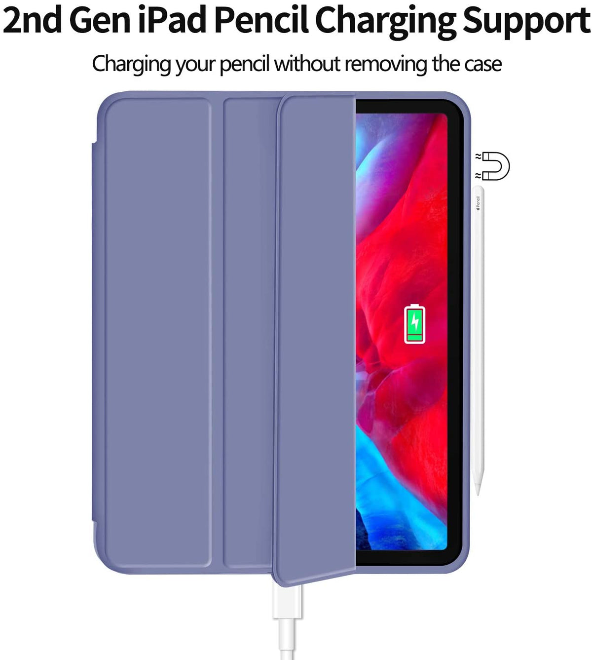 iPad Pro 11 Inch 2020 Soft Tpu Smart Premium Case Auto Sleep Wake Stand Cover Pencil holder Purple