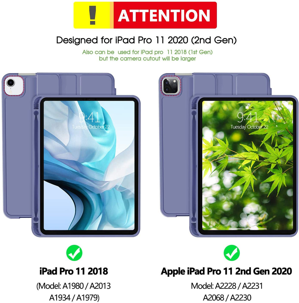 Premium Purple TPU Case for iPad Pro 11 2020 - Auto Sleep/Wake, Stand, and Pencil Holder