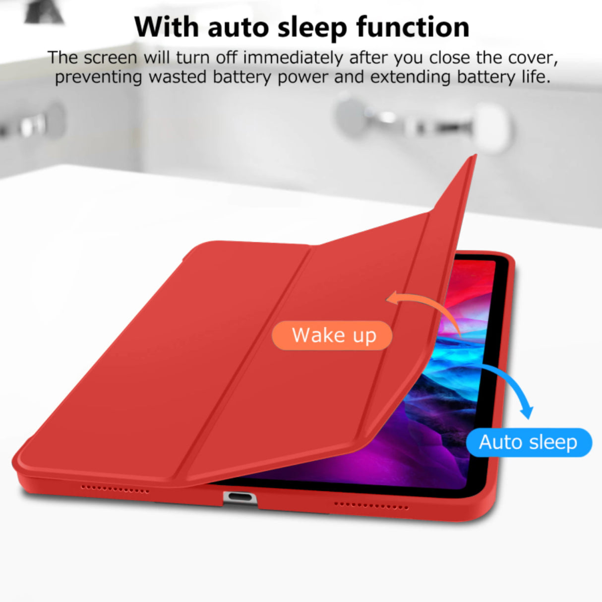 Premium Red Soft TPU Case for iPad Pro 11 Inch 2020 with Auto Sleep/Wake Feature, Stand, and Pencil Holder