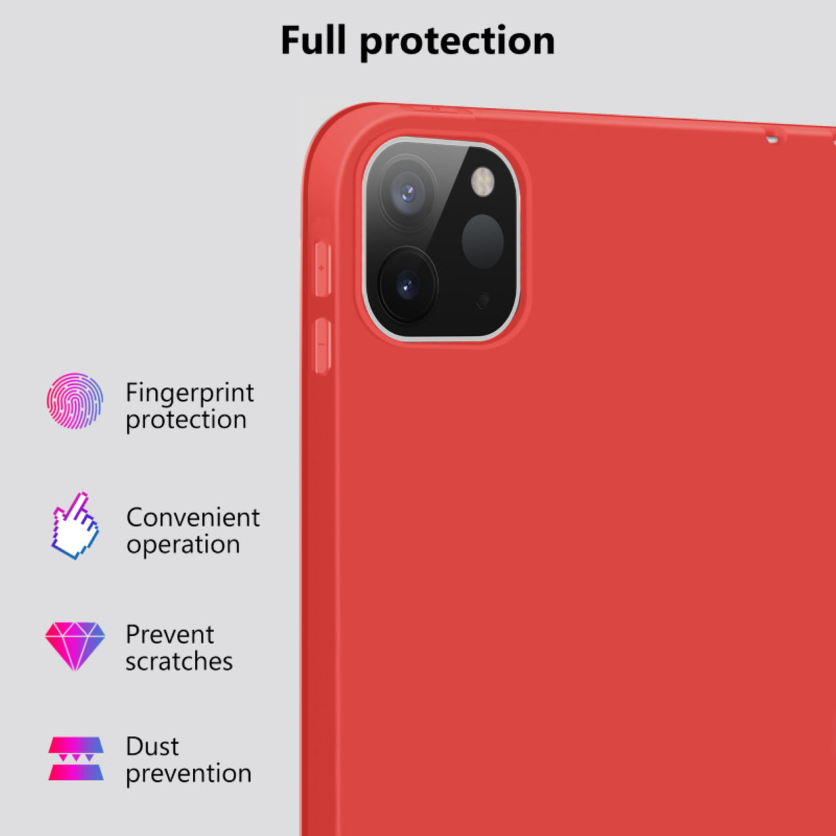 Premium Red Soft TPU Case for iPad Pro 11 Inch 2020 with Auto Sleep/Wake Feature, Stand, and Pencil Holder