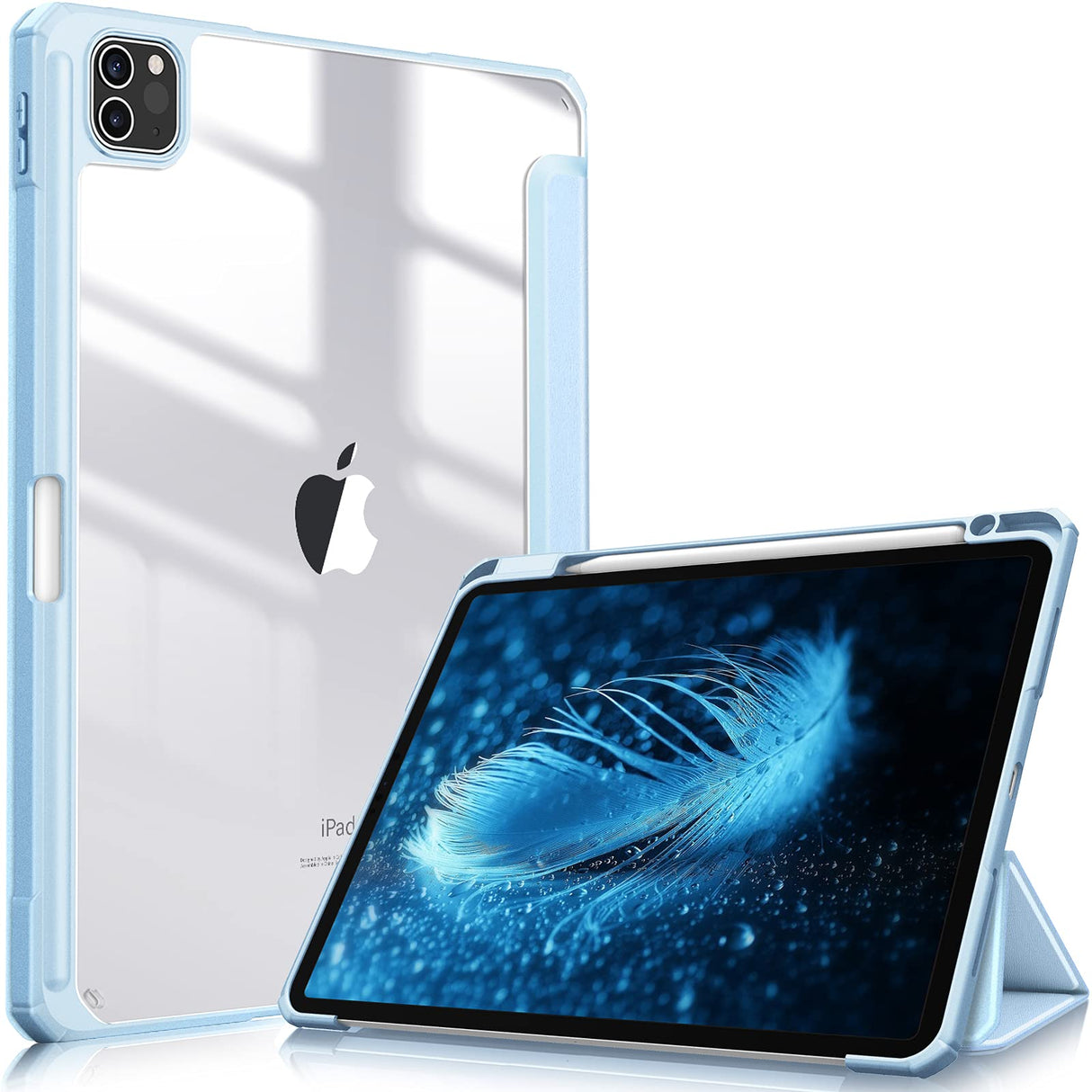Premium Ice Blue TPU Case for iPad Pro 11 (2018-2022) with Auto Sleep/Wake, Stand Feature & Pencil Holder