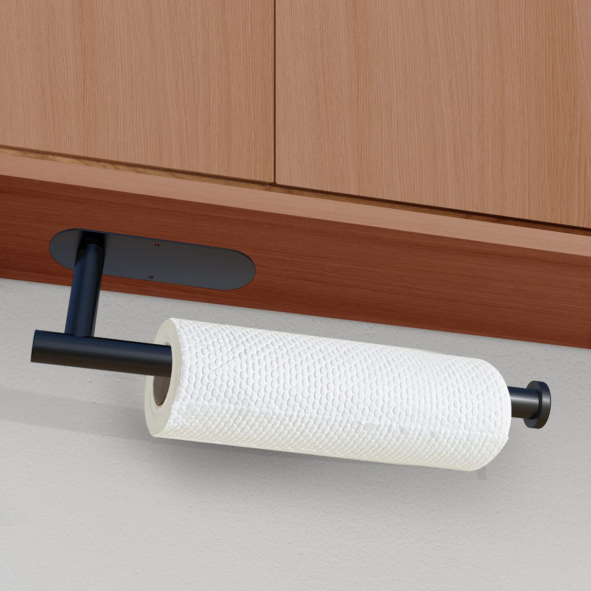 Kitchen Paper Holder Under Cabinet Wall Mount Adhesive Paper Towel Holder Black