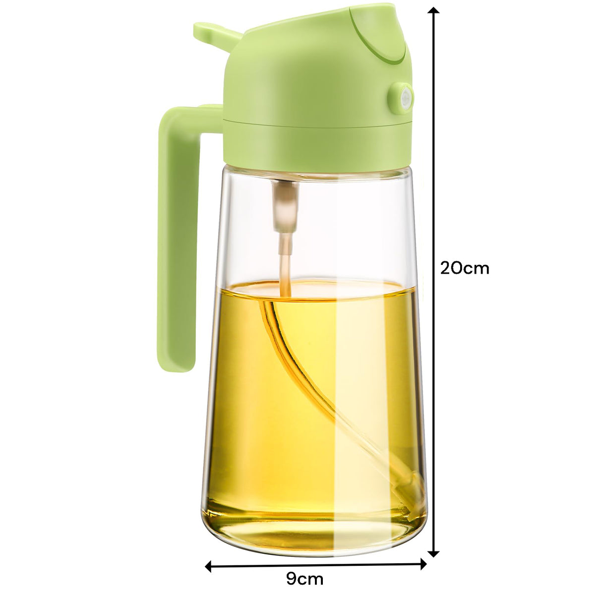 600ml Multifunctional Glass Oil Sprayer Dispenser for Kitchen Cooking and BBQ - Green