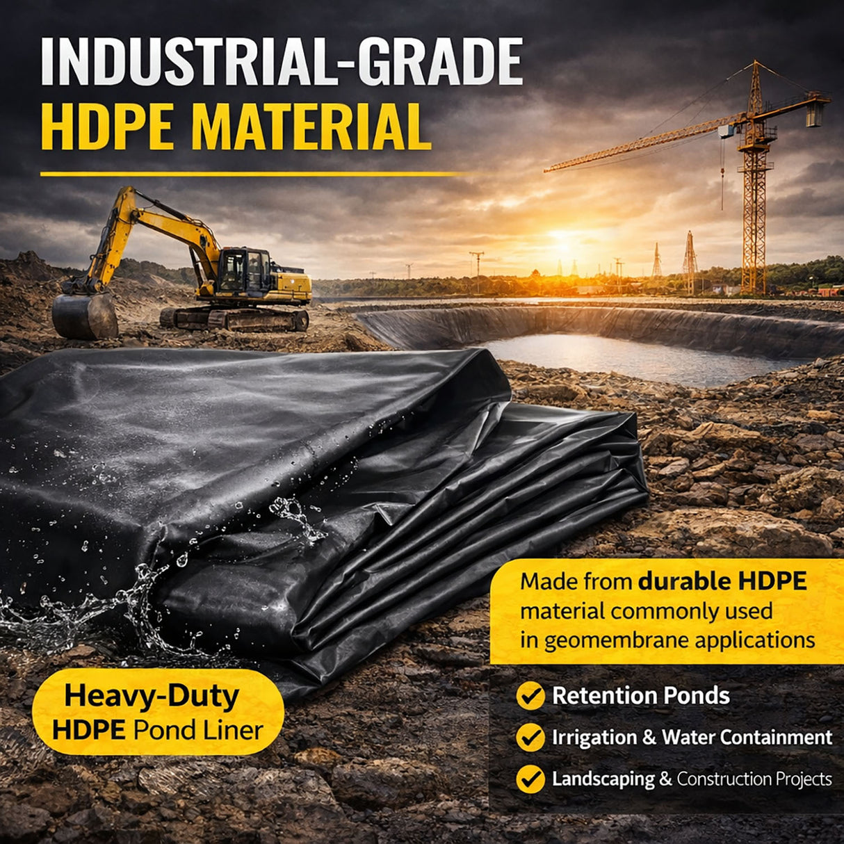 Heavy Duty 0.5mm HDPE Pond Liner Waterproof Sheet 4.5m x 3m for Garden & Fish Ponds