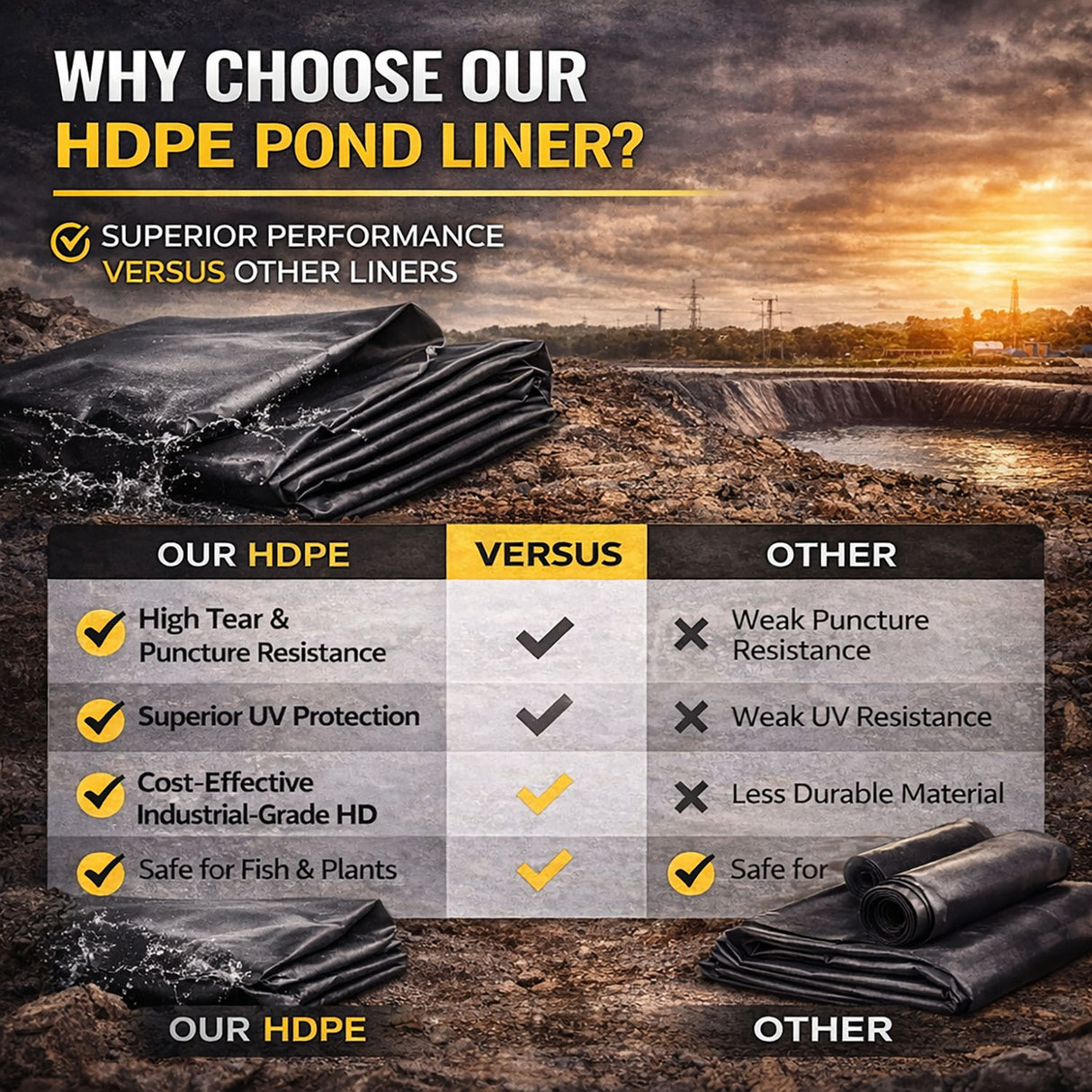 Heavy Duty 0.5mm HDPE Pond Liner Waterproof Sheet 4.5m x 3m for Garden & Fish Ponds