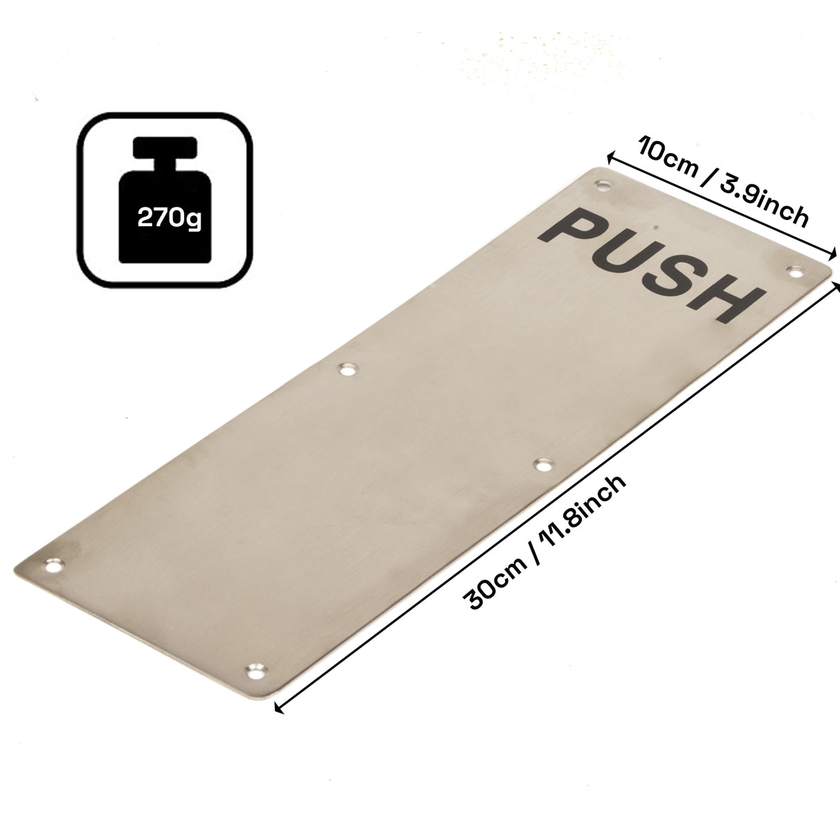 304 Stainless Steel Commercial Door Pull Push Handle Plate Set for Bathrooms, Stairwell Fire Doors etc