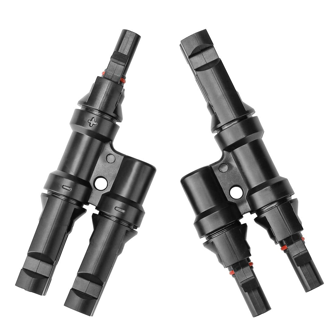 Dual Waterproof Solar PV Branch Connectors - Male & Female T-Type Connectors for Solar Panel Paralleling