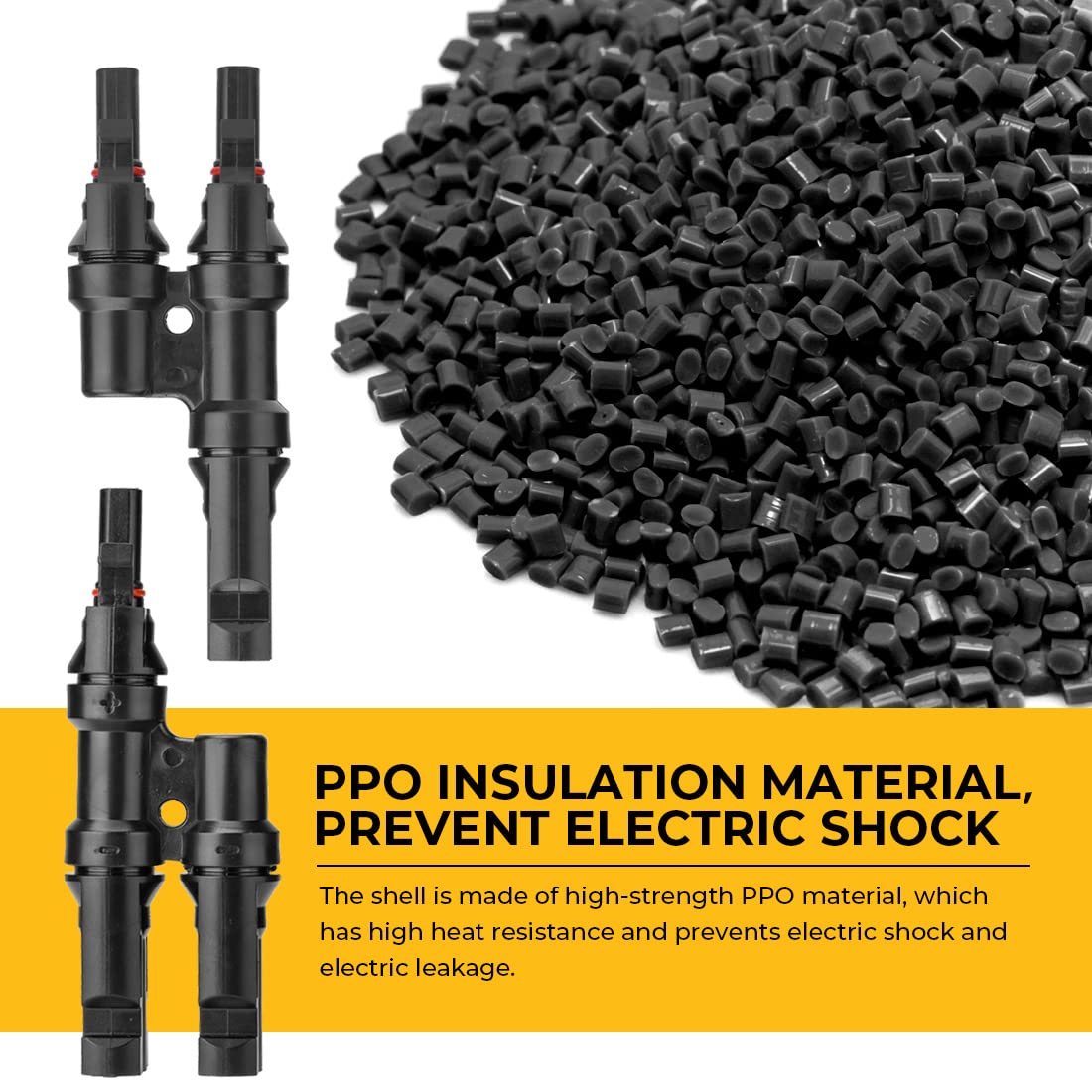 Dual Waterproof Solar PV Branch Connectors - Male & Female T-Type Connectors for Solar Panel Paralleling
