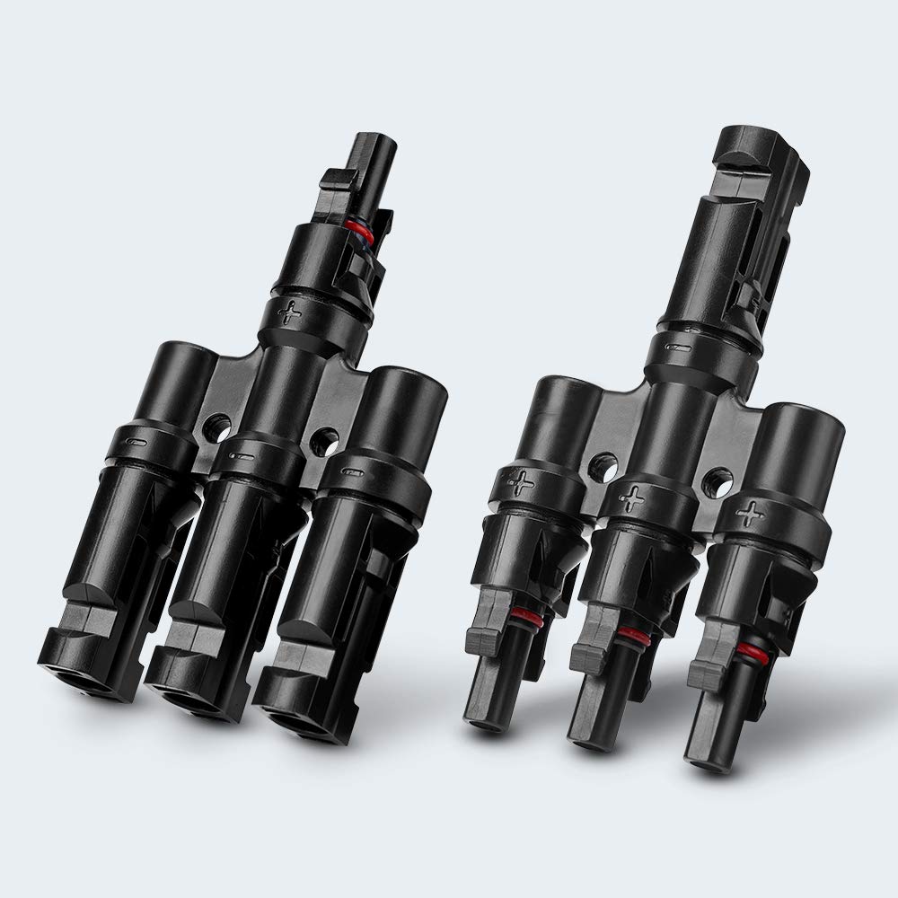 Triple Waterproof T Branch Connectors for Solar Panels - Male & Female Set