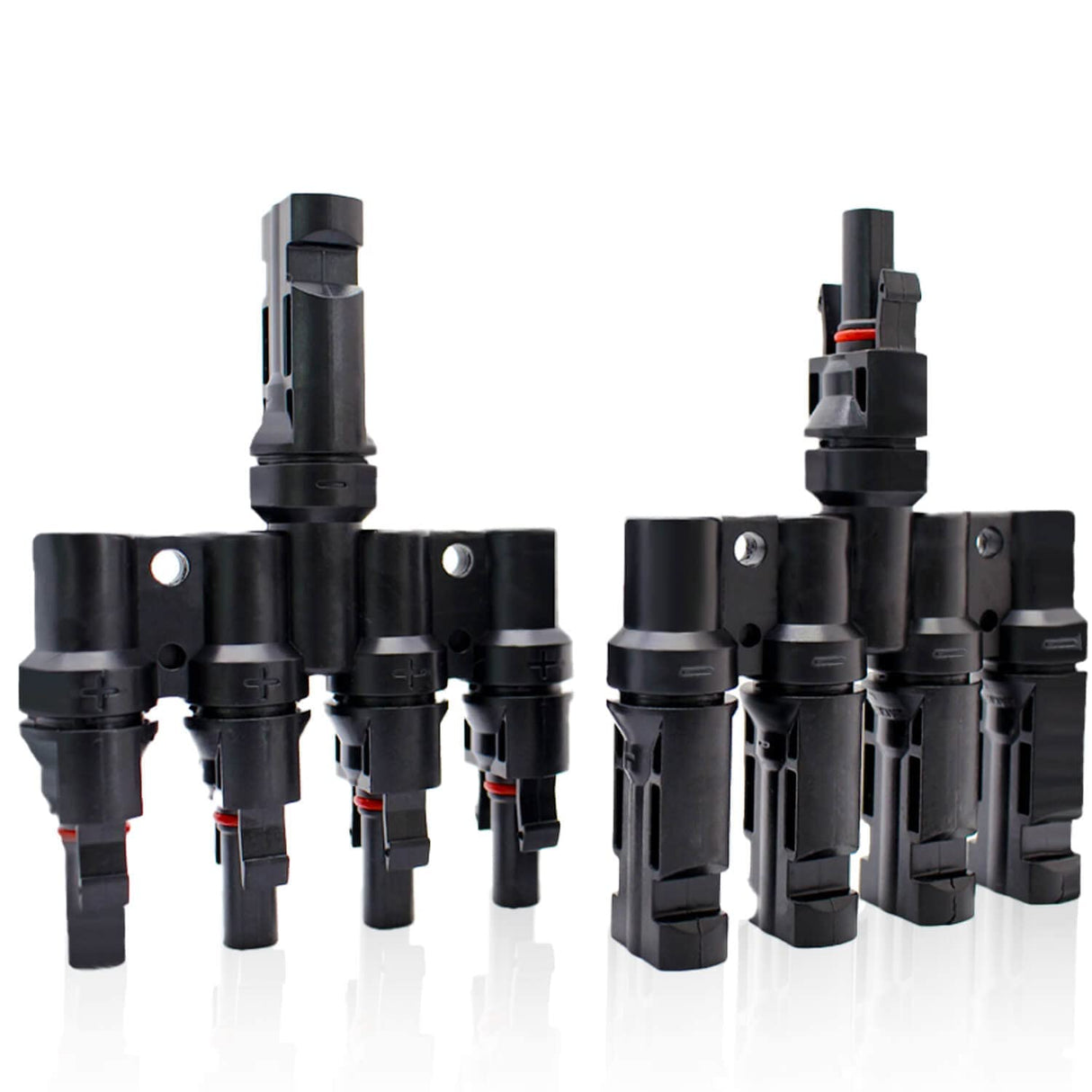 1 Pair Waterproof T-Branch Solar Connectors - 1 Male to 4 Female & 1 Female to 4 Male