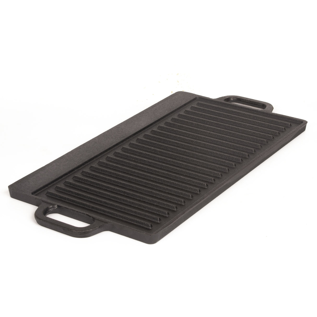 40 cm Reversible Cast Iron Grill & Griddle -Dual-Sided (Flat & Ribbed), Pre-Seasoned, Handles, for Stove-Top & Outdoor Use