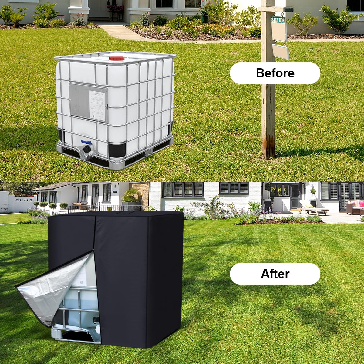 275 Gallon IBC Tote Cover - Waterproof Sunshade with Nano Material for Algae Prevention and Weather Resistance