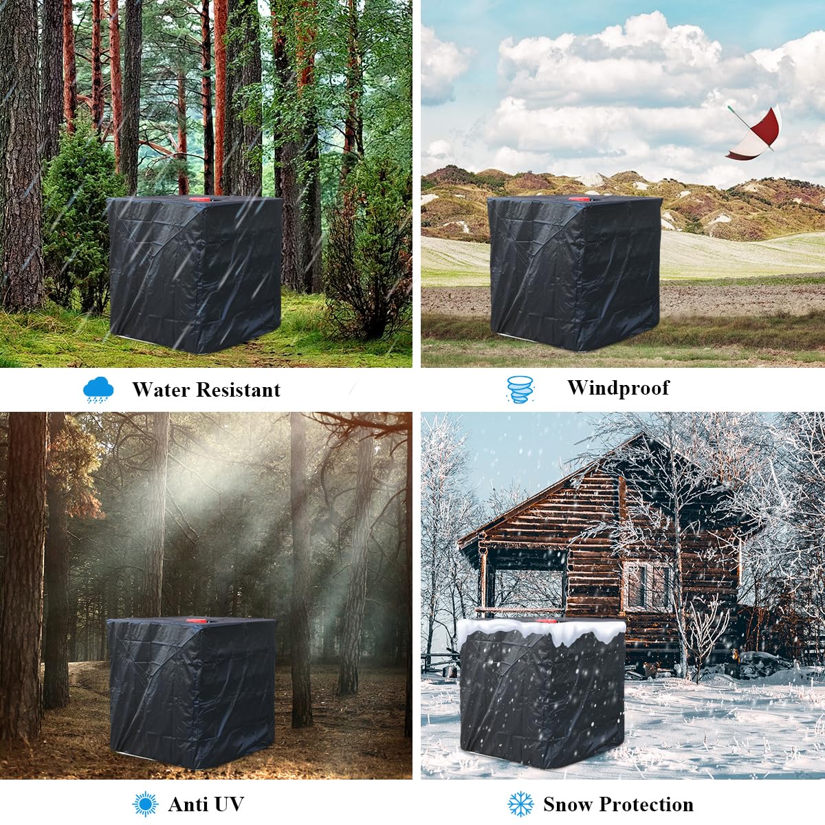 275 Gallon IBC Tote Cover - Waterproof Sunshade with Nano Material for Algae Prevention and Weather Resistance