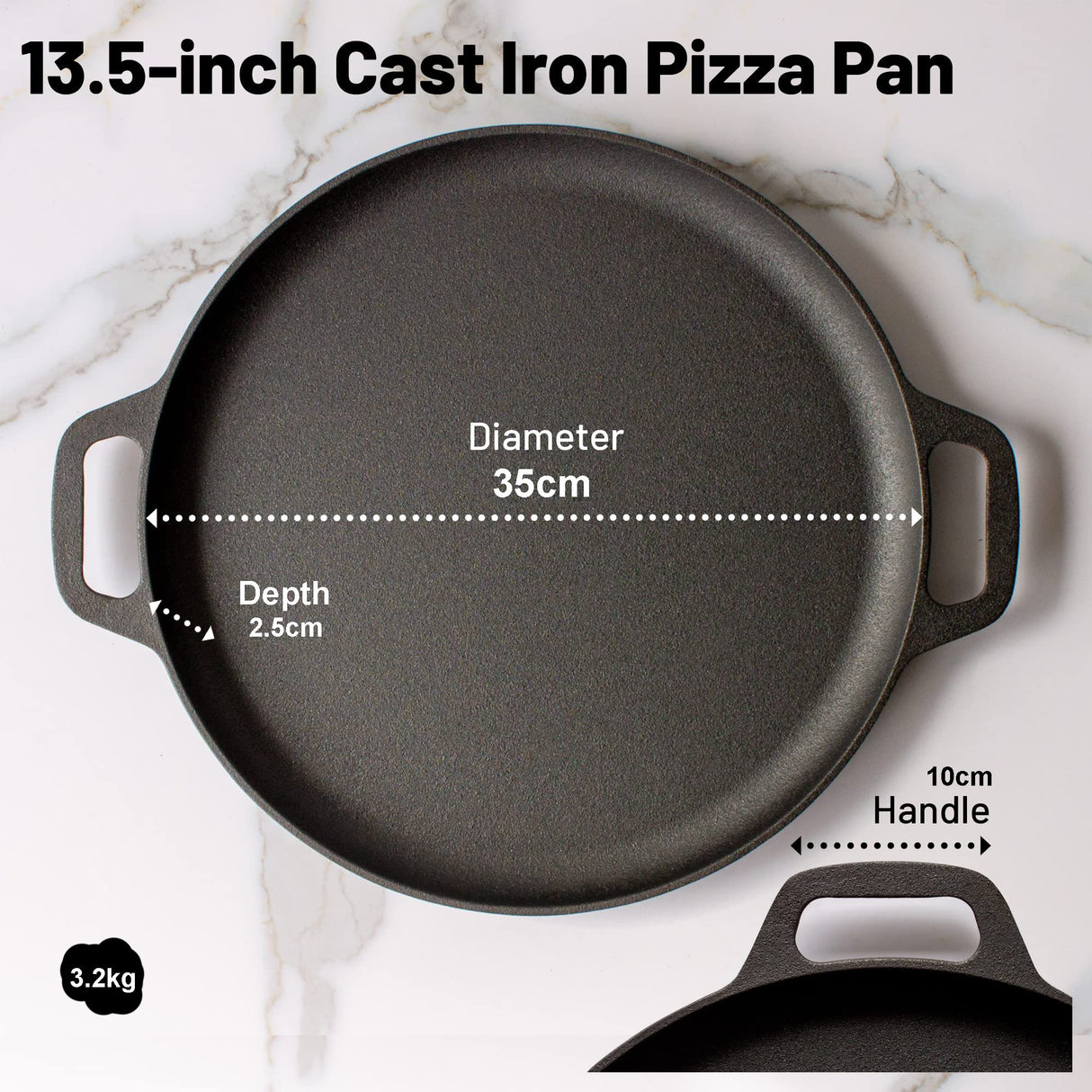 13.5 35cm Pre-Seasoned Cast Iron Pizza Baking Pan Cooking Griddle Stove Oven Grill Campfire