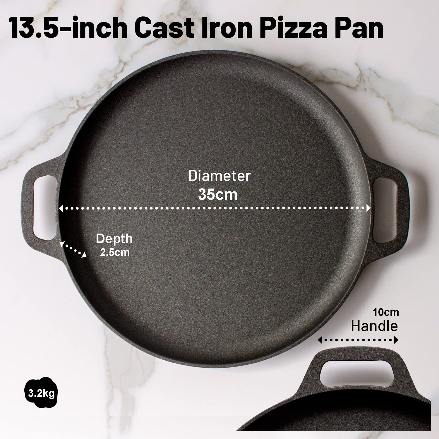13.5 35cm Pre-Seasoned Cast Iron Pizza Baking Pan Cooking Griddle Stove Oven Grill Campfire