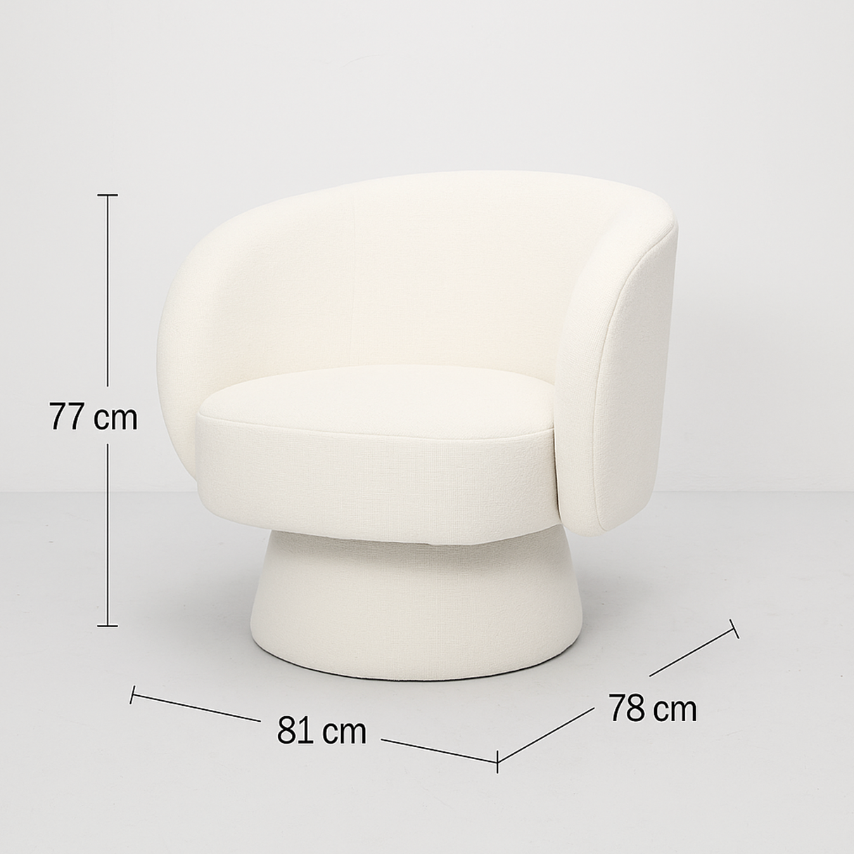Interior Ave - Celine Swivel Armchair ??Chenille Pearl White