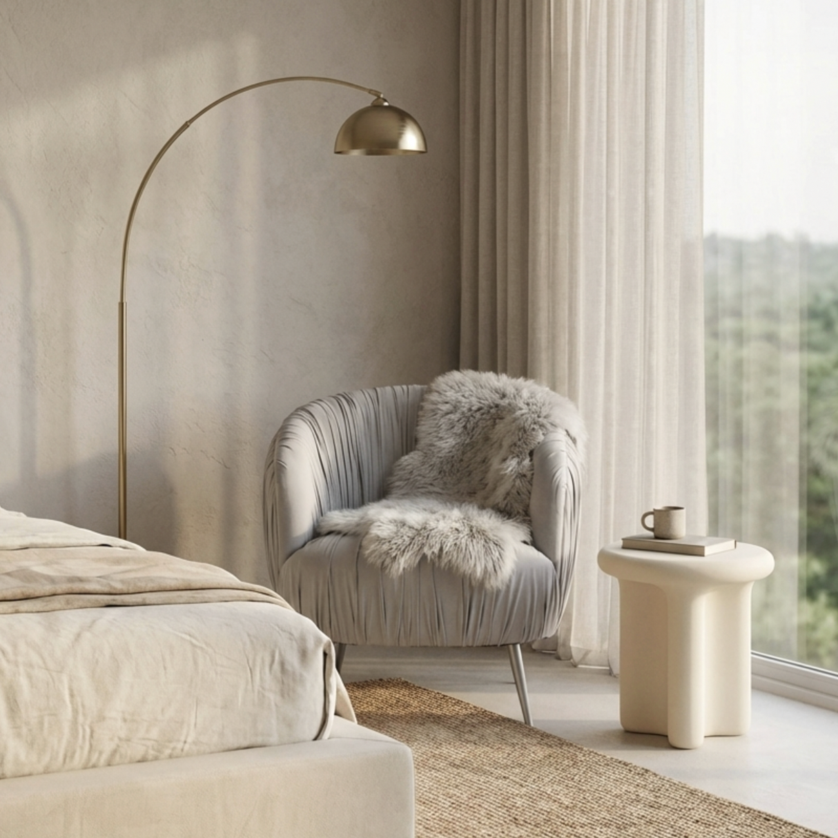 Interior Ave - Vespa Pleated Velvet Accent Chair ??Pearl Grey
