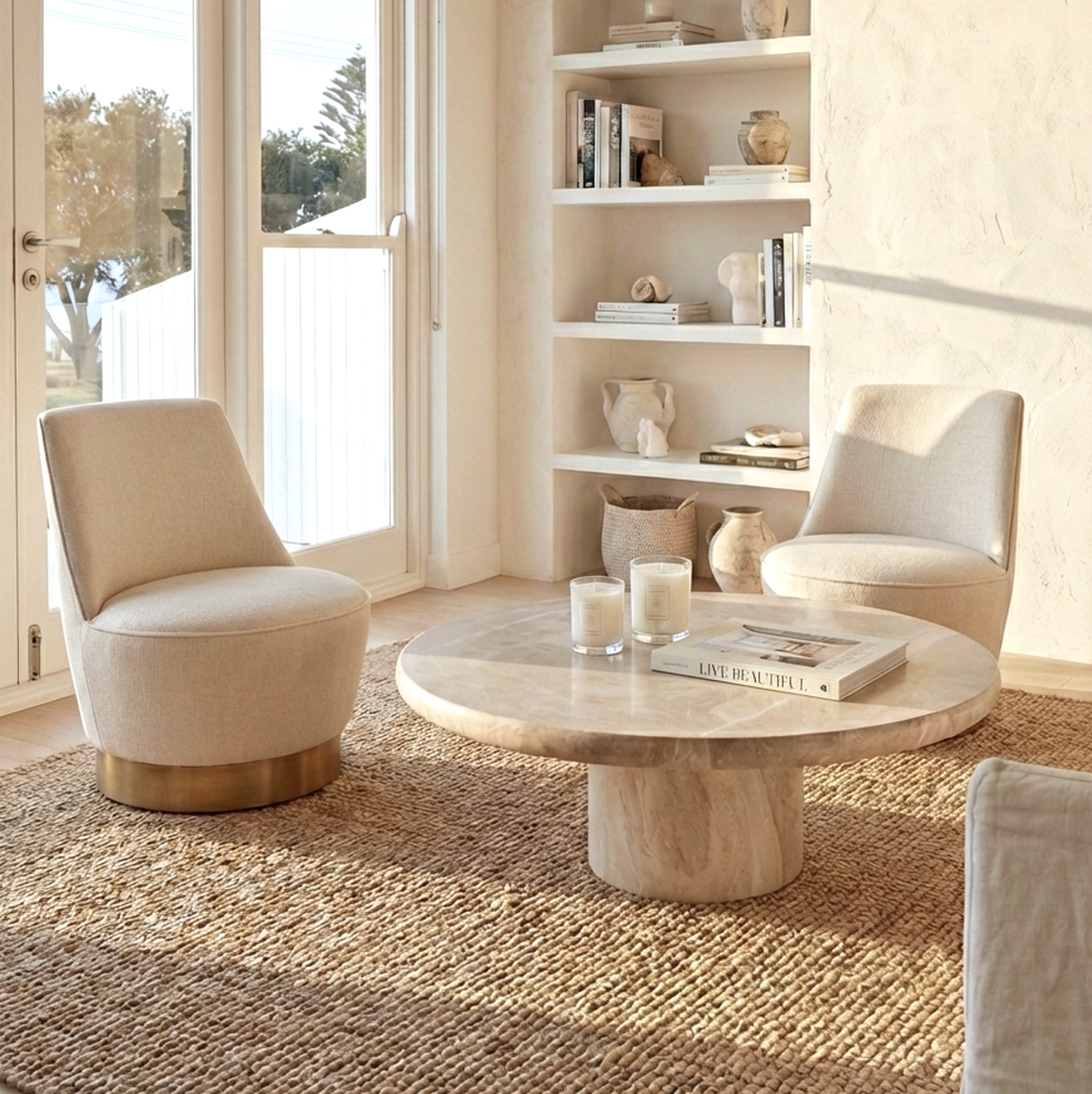 Interior Ave - Chateau Swivel Accent Chair - Vanilla Oat