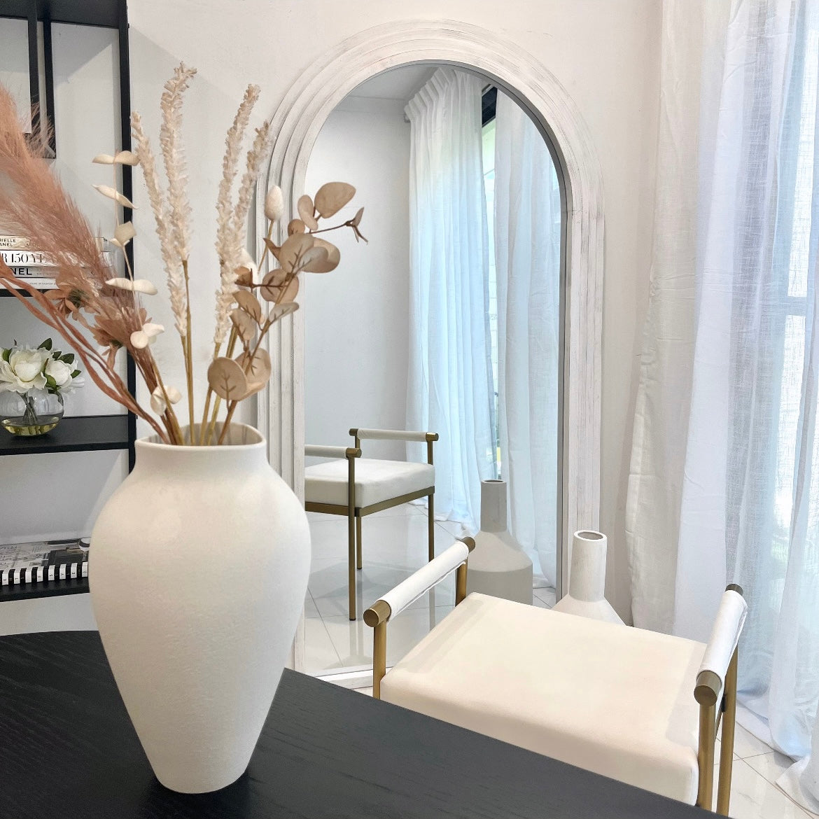 Interior Ave - Sierra Arched Mirror ??Beach White | Sculptural Full-Length Mirror