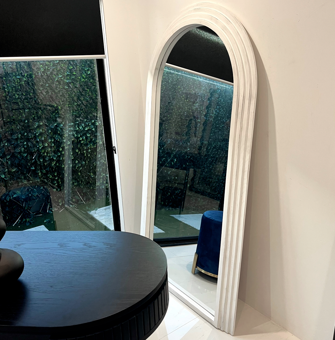 Interior Ave - Sierra Arched Mirror ??Beach White | Sculptural Full-Length Mirror