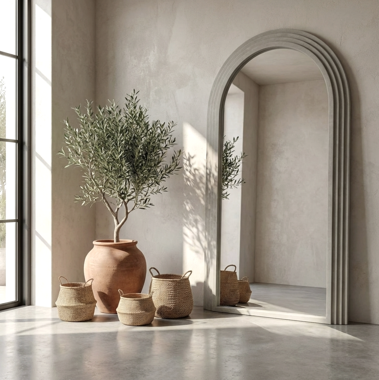 Interior Ave - Sierra Arched Step Mirror ??Signature Sculptural Concrete Statement Piece