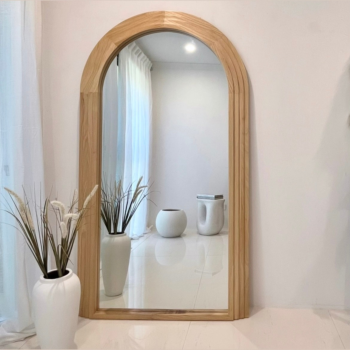 Interior Ave - Sierra Arched Step Mirror – Signature Sculptural Natural Wood Statement Piece