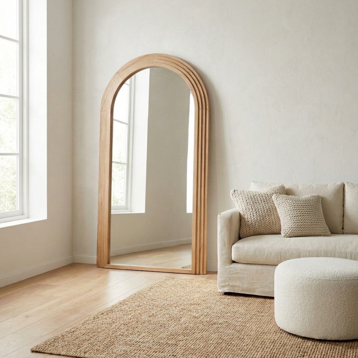 Interior Ave - Sierra Arched Step Mirror ??Signature Sculptural Natural Wood Statement Piece