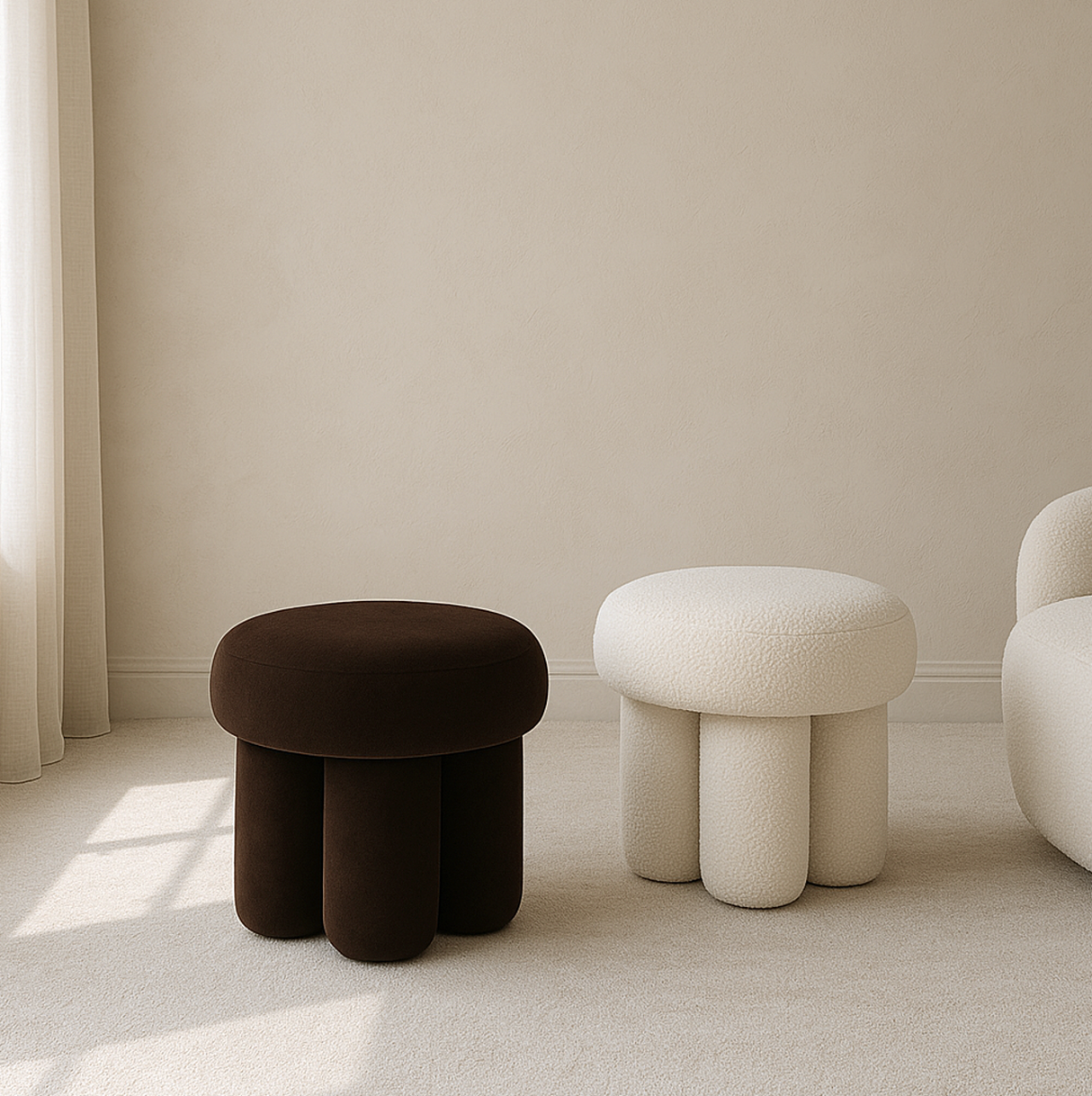 Interior Ave - Bentley Boucle Ottoman ??White