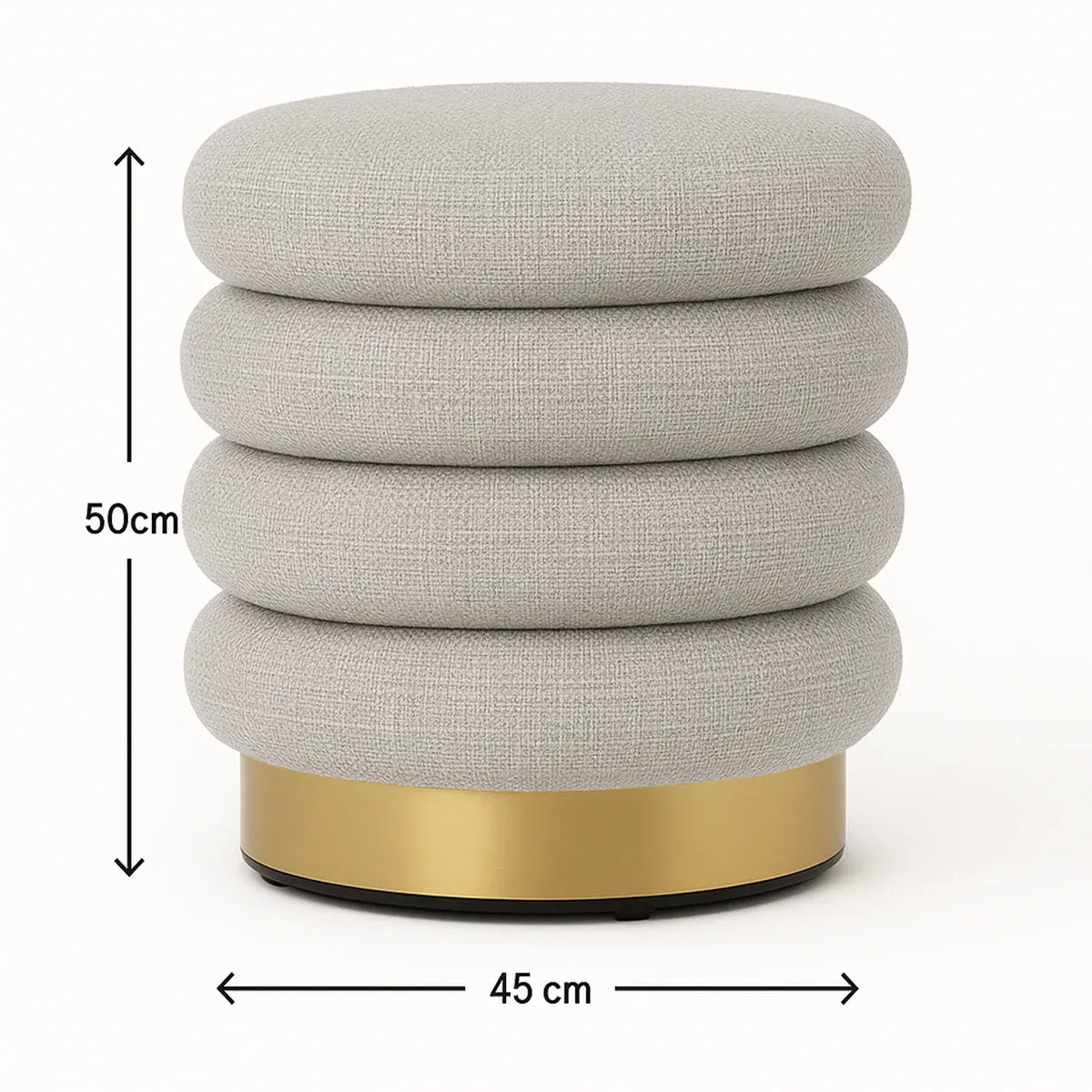 Interior Ave - Roma Round Tweed Ottoman / Footstool – Light Grey