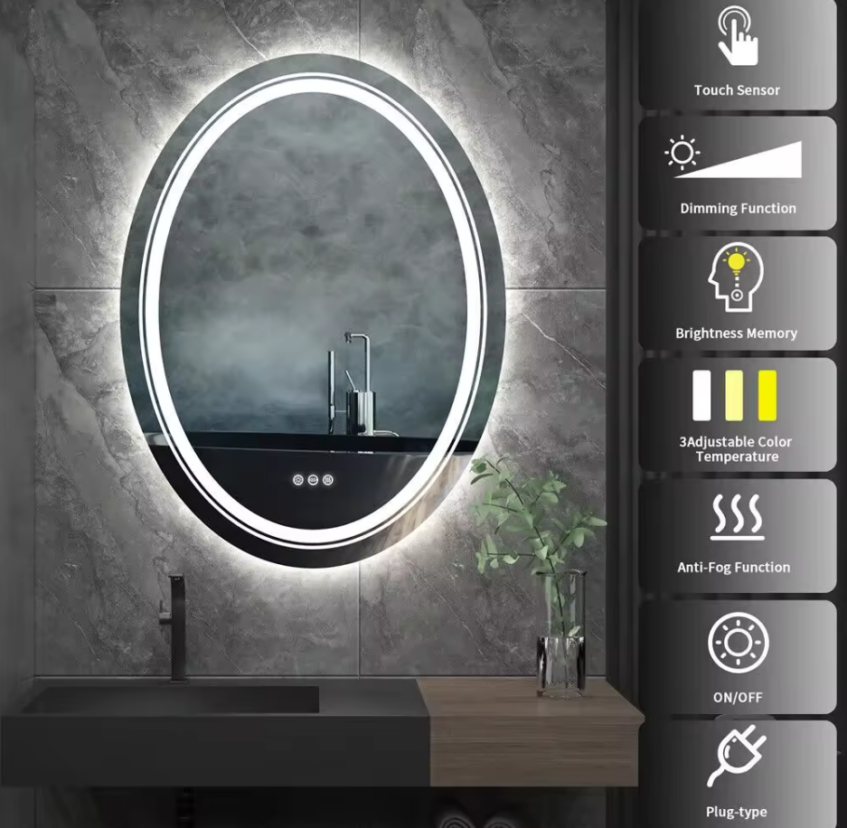 Interior Ave - 50 x 70cm Oval Frameless LED Bathroom Mirror