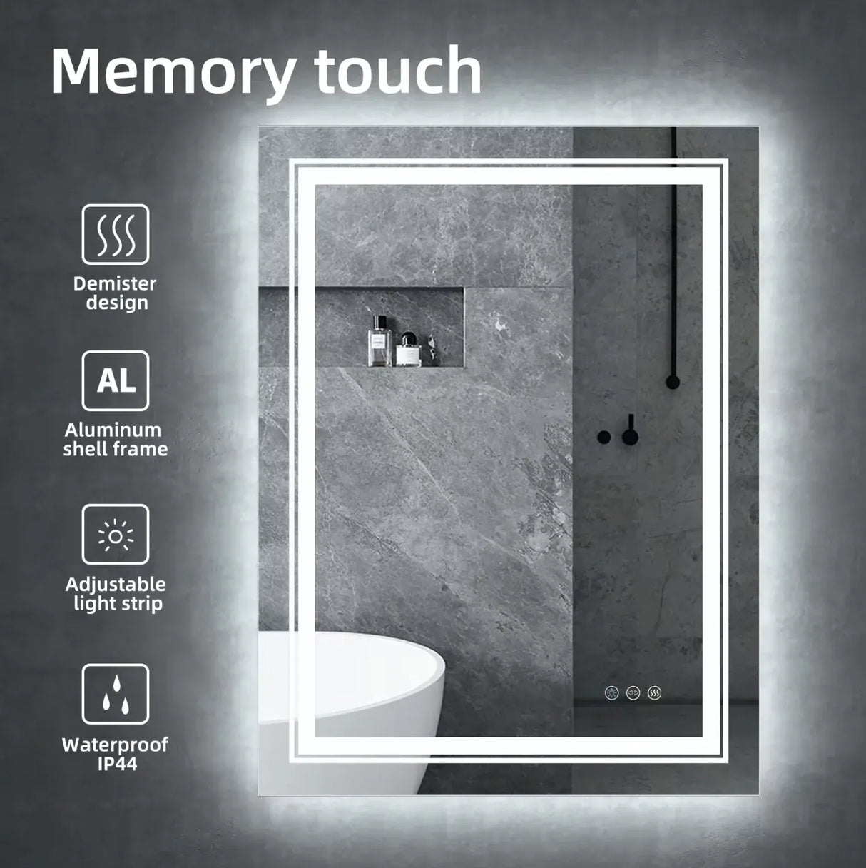 Interior Ave - 120 x 80cm Rectangle Frameless LED Bathroom Mirror