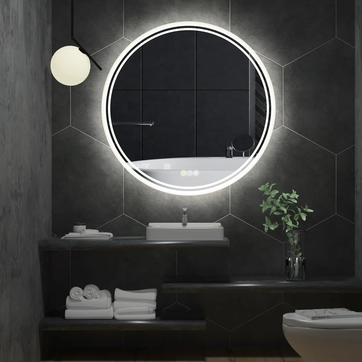 Interior Ave - LED Round Frameless Salon / Bathroom Wall Mirror - 60cm