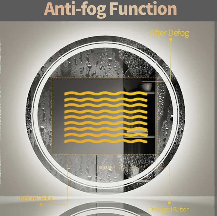 Interior Ave - LED Round Frameless Salon / Bathroom Wall Mirror - 80m