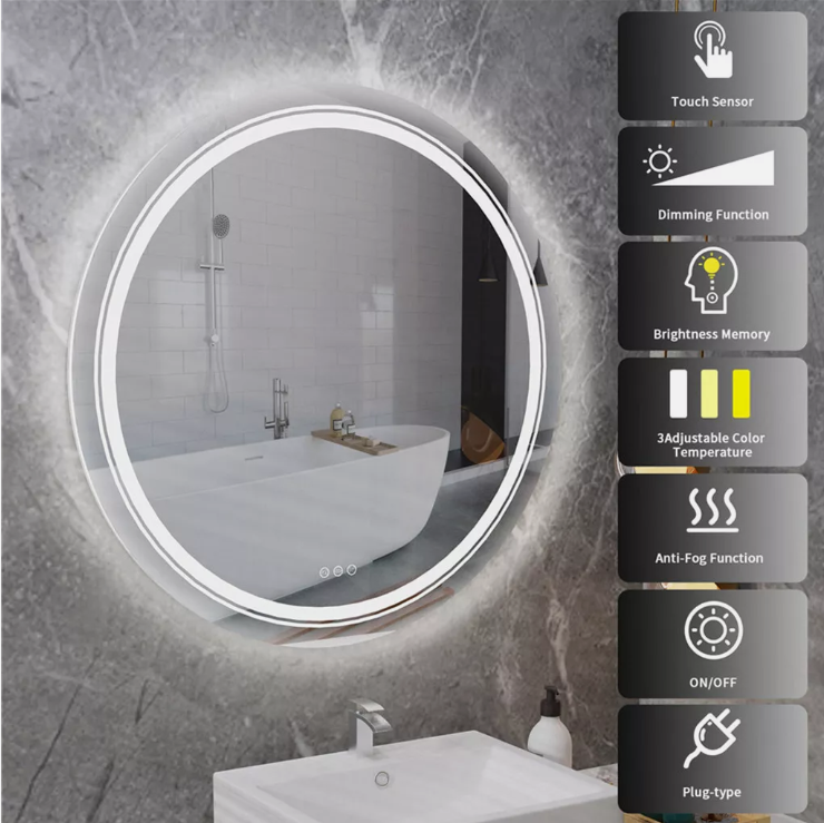 Interior Ave - LED Round Frameless Salon / Bathroom Wall Mirror - 80m