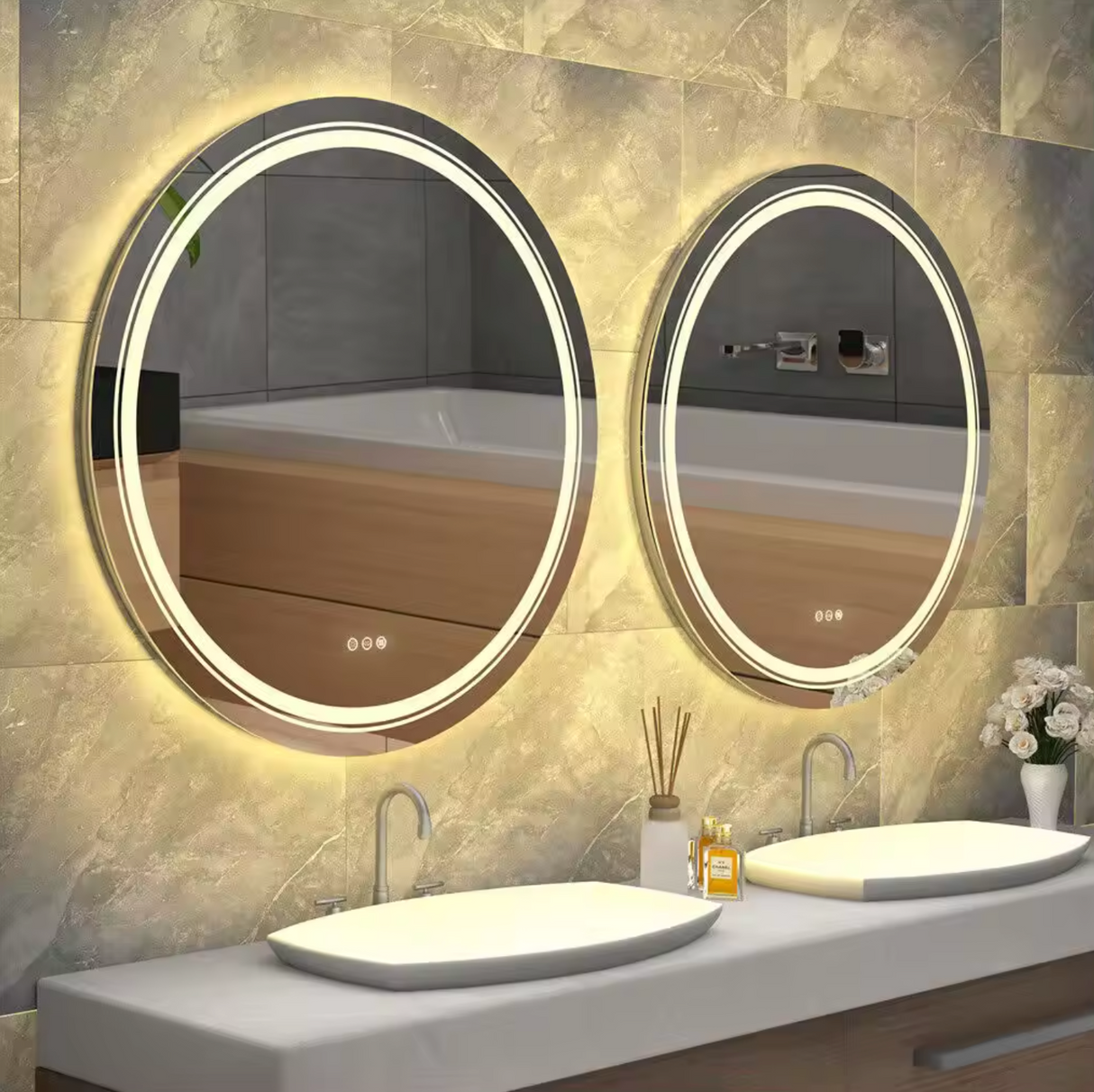 Interior Ave - 90cm Round Frameless LED Bathroom Mirror