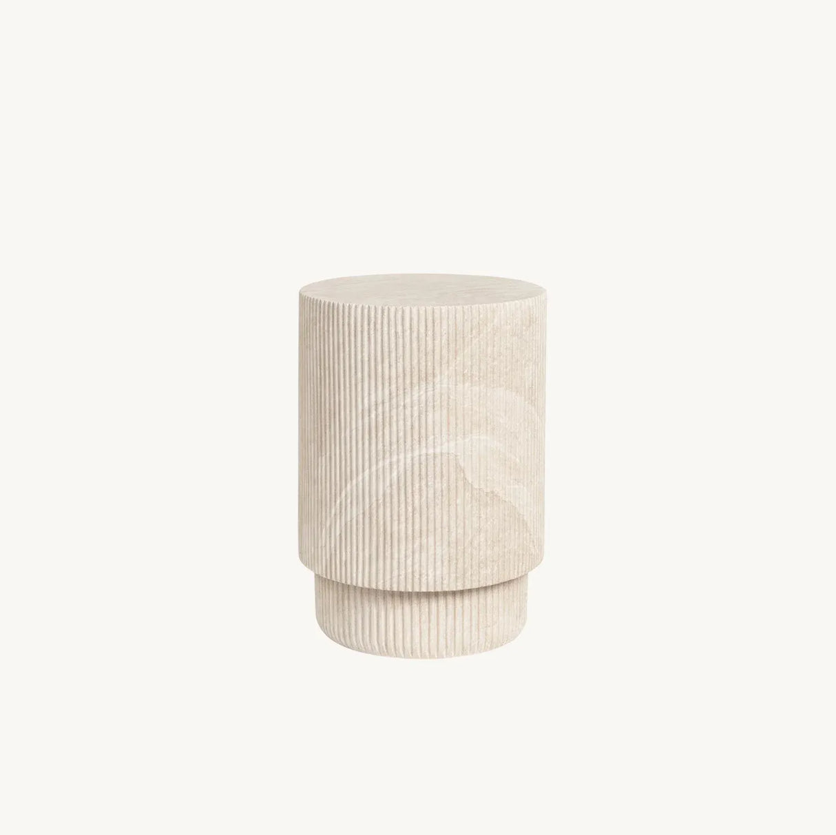 Interior Ave - Vera Fluted Stone Side Table - Matte Natural Stone