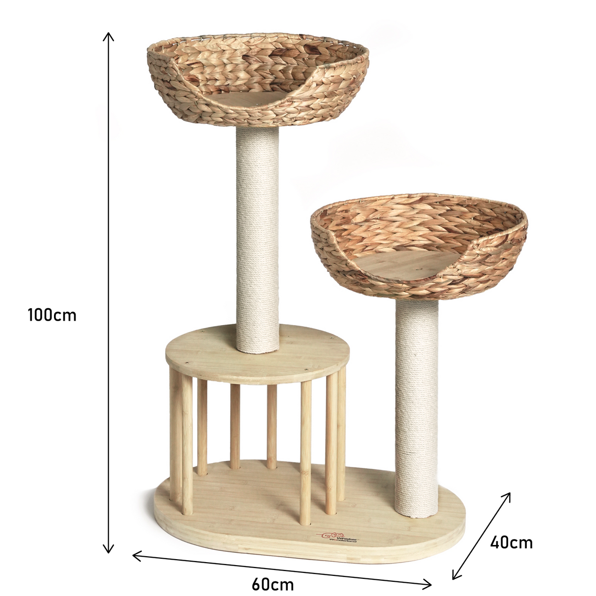 Whisker Wonderland Premium Eco Bamboo Cat Tree Medium - Natural Bamboo Structure, Safe & Stable, Multi-Functional Cat Furniture, Climbing & Scratching