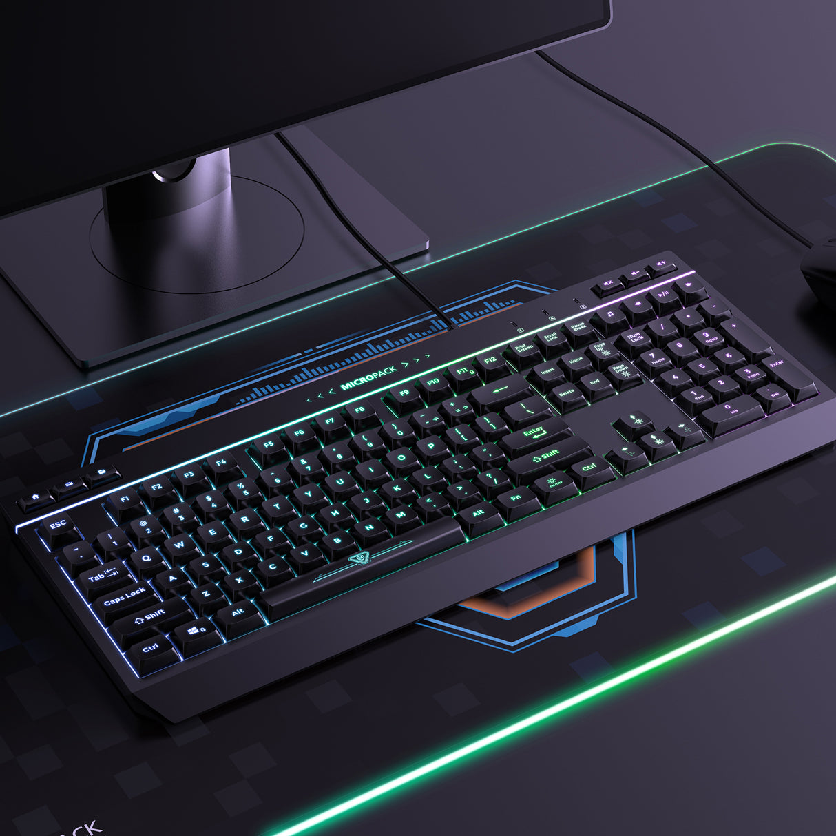 Illuminated RGB Gaming Keyboard with 8 Light Modes and 19 Anti-Ghosting Keys