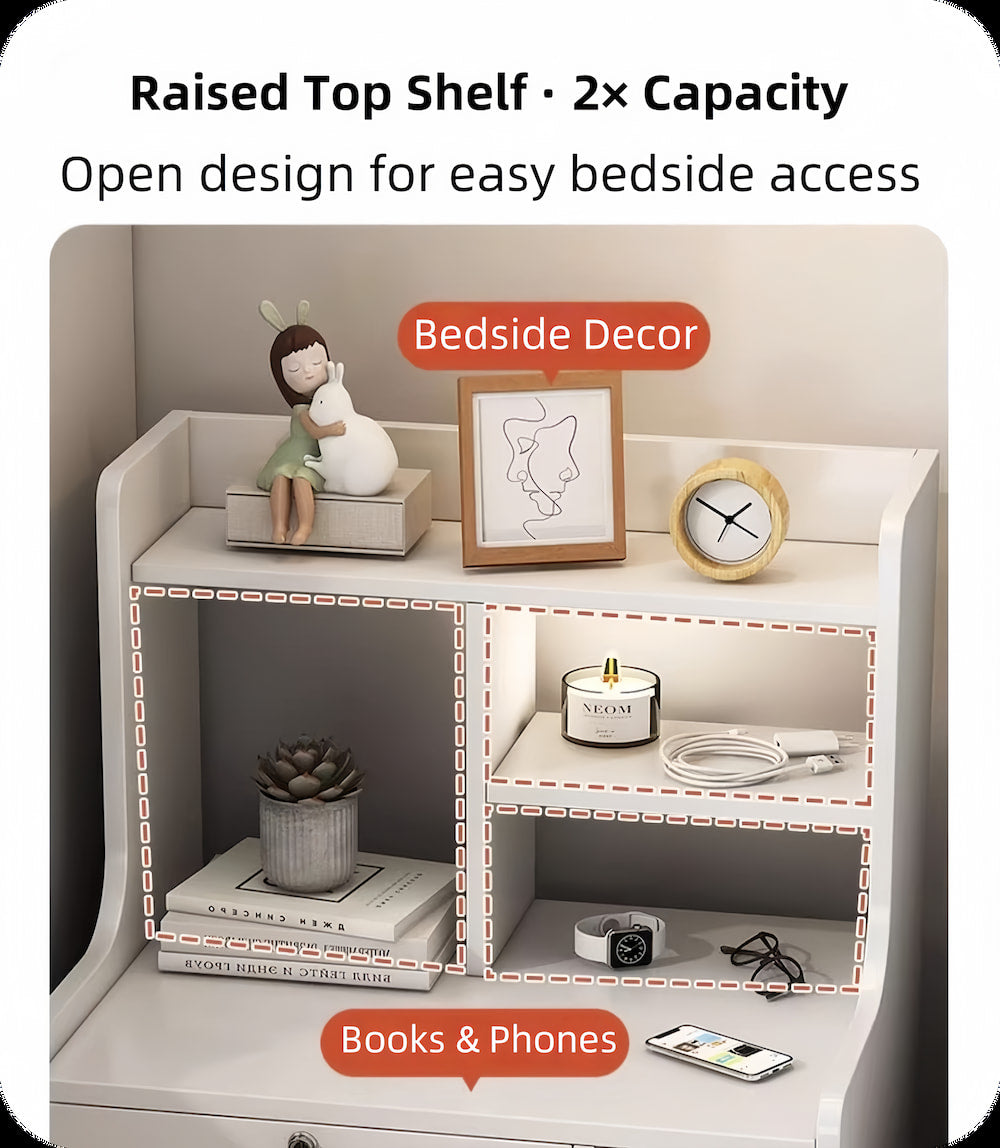 2x bedside table set wooden vintage storage bedroom furniture nightstand