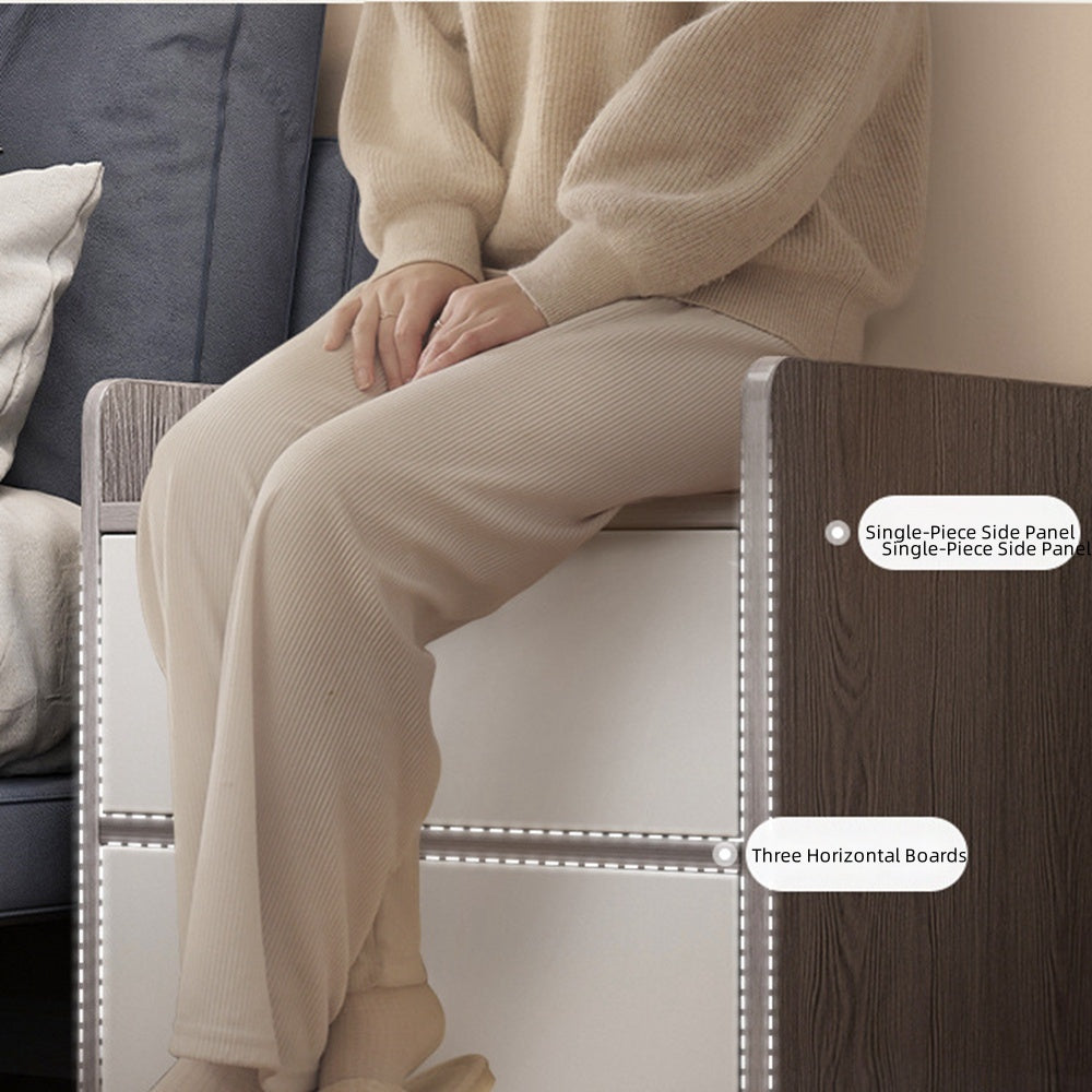 2x bedside table set 3 drawer light gray white wooden knobs bedroom furniture