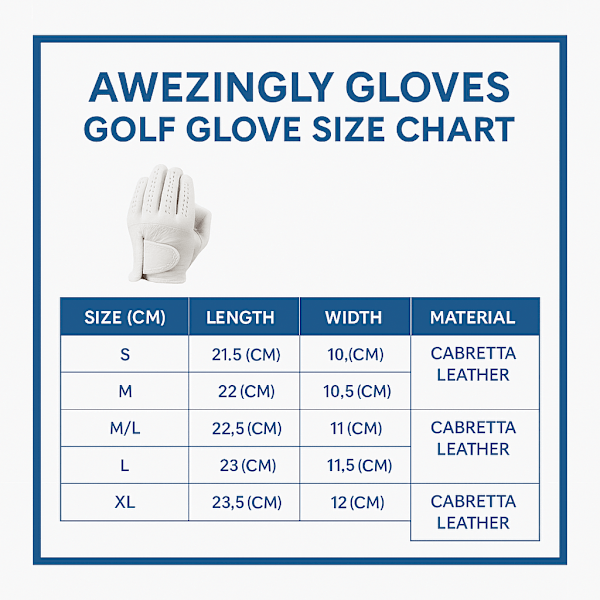 Awezingly Premium Quality Cabretta Leather Golf Glove for Men - White (XL)